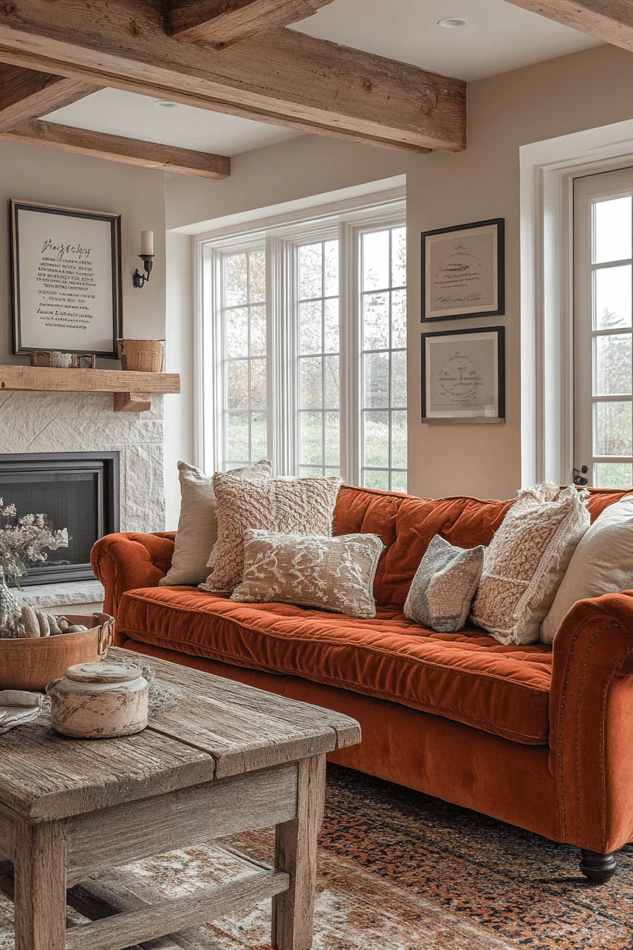 rust couch living room ideas