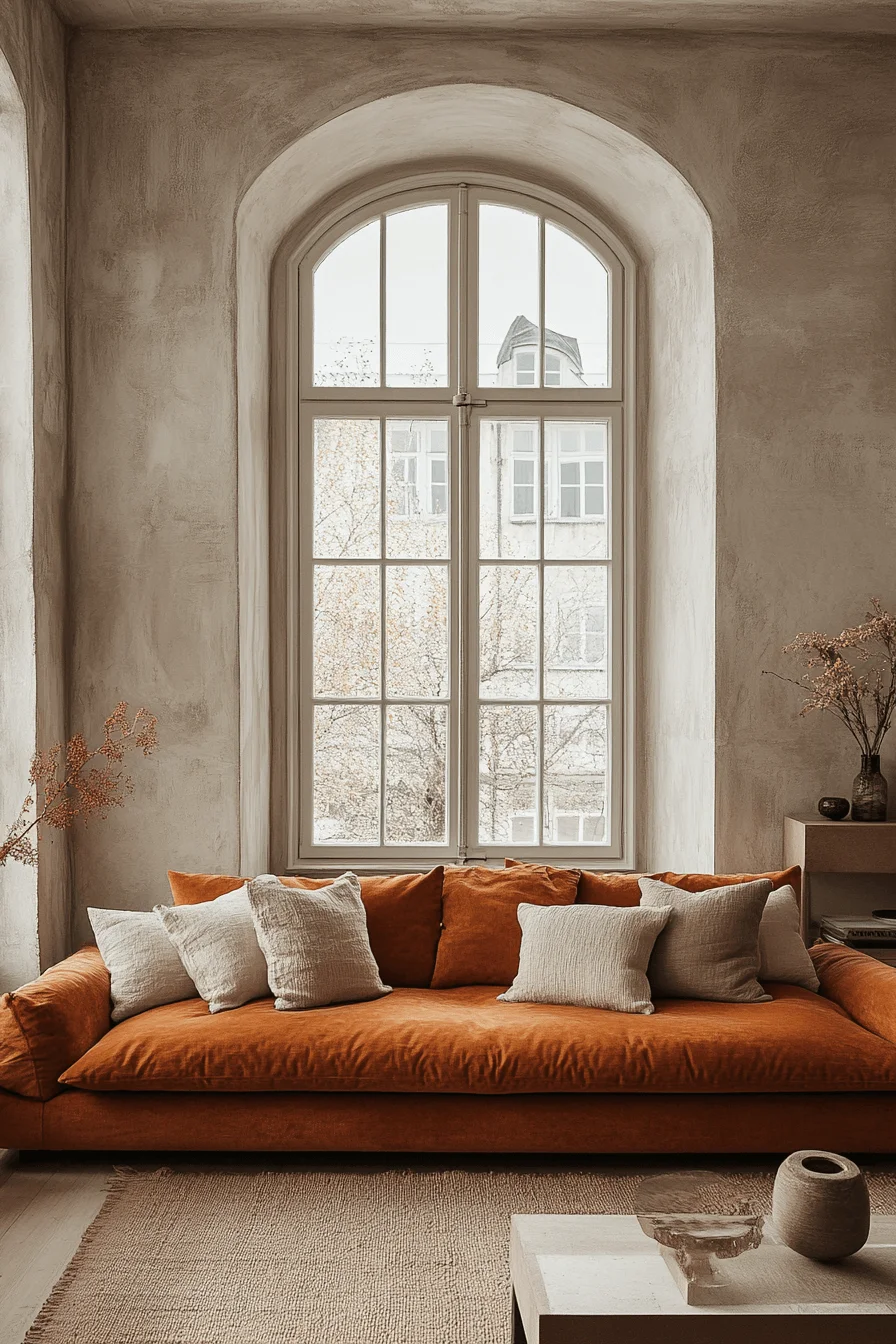 rust couch living room ideas