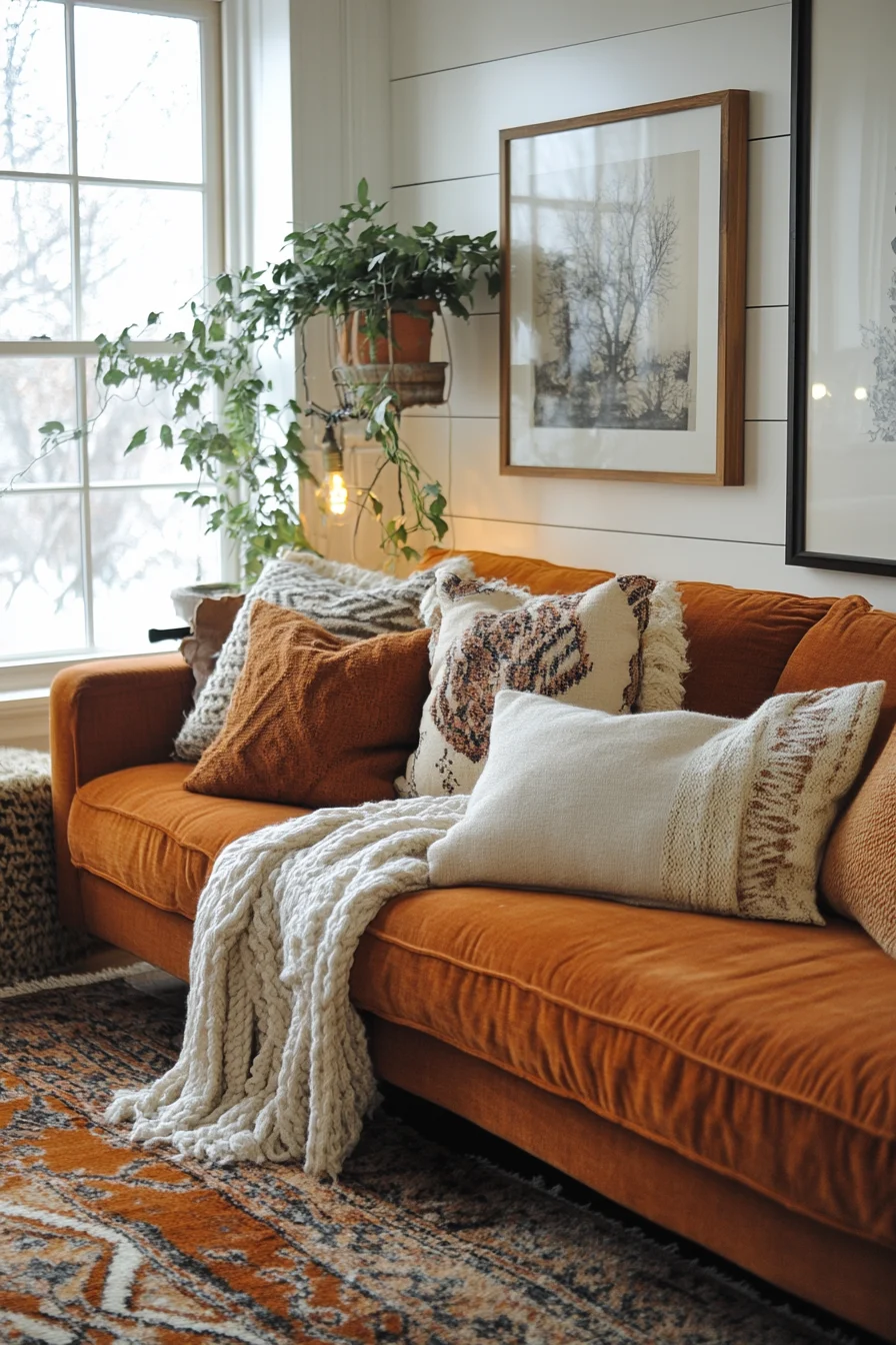 rust couch living room ideas