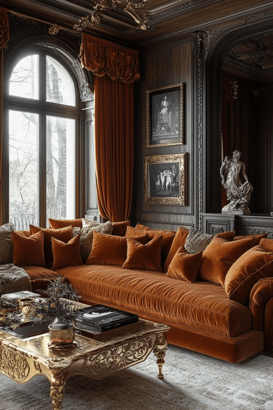 rust couch living room ideas