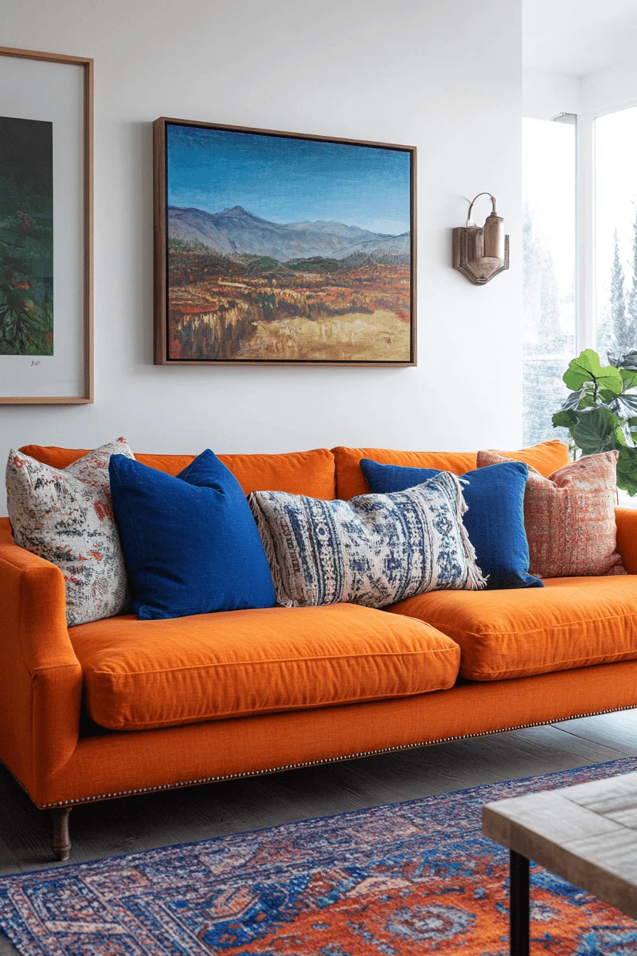 rust couch living room ideas
