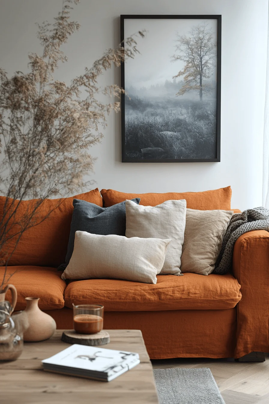 rust couch living room ideas