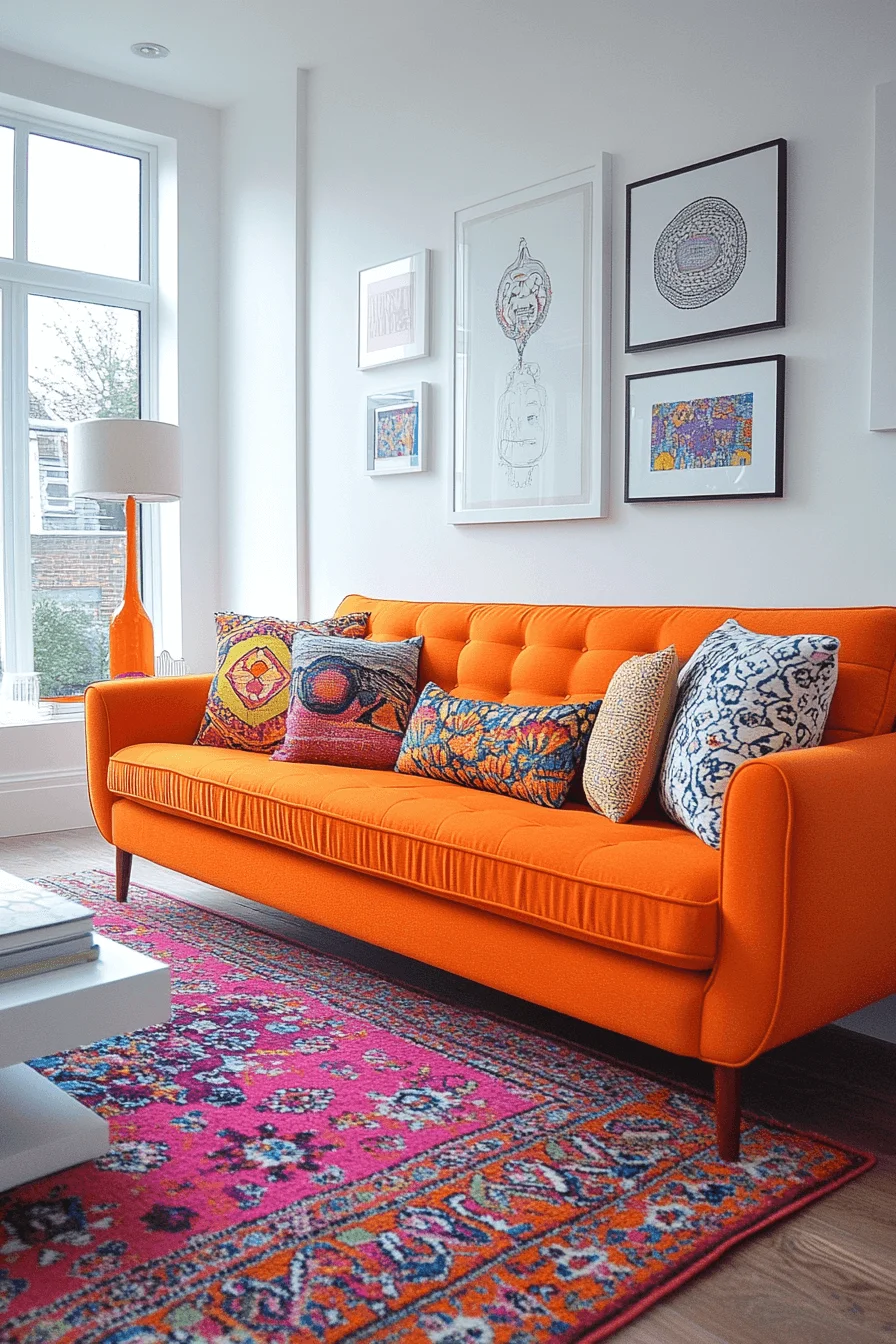 orange couch living room