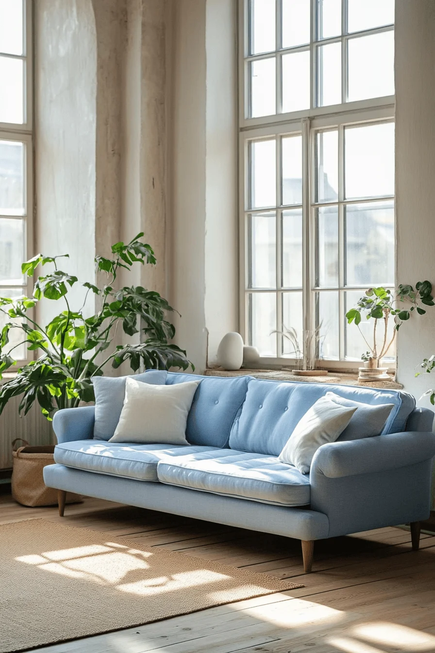 blue sofa living room design