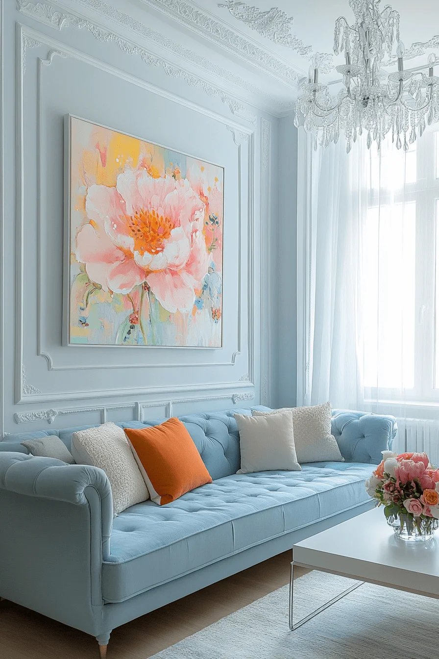 blue sofa living room design