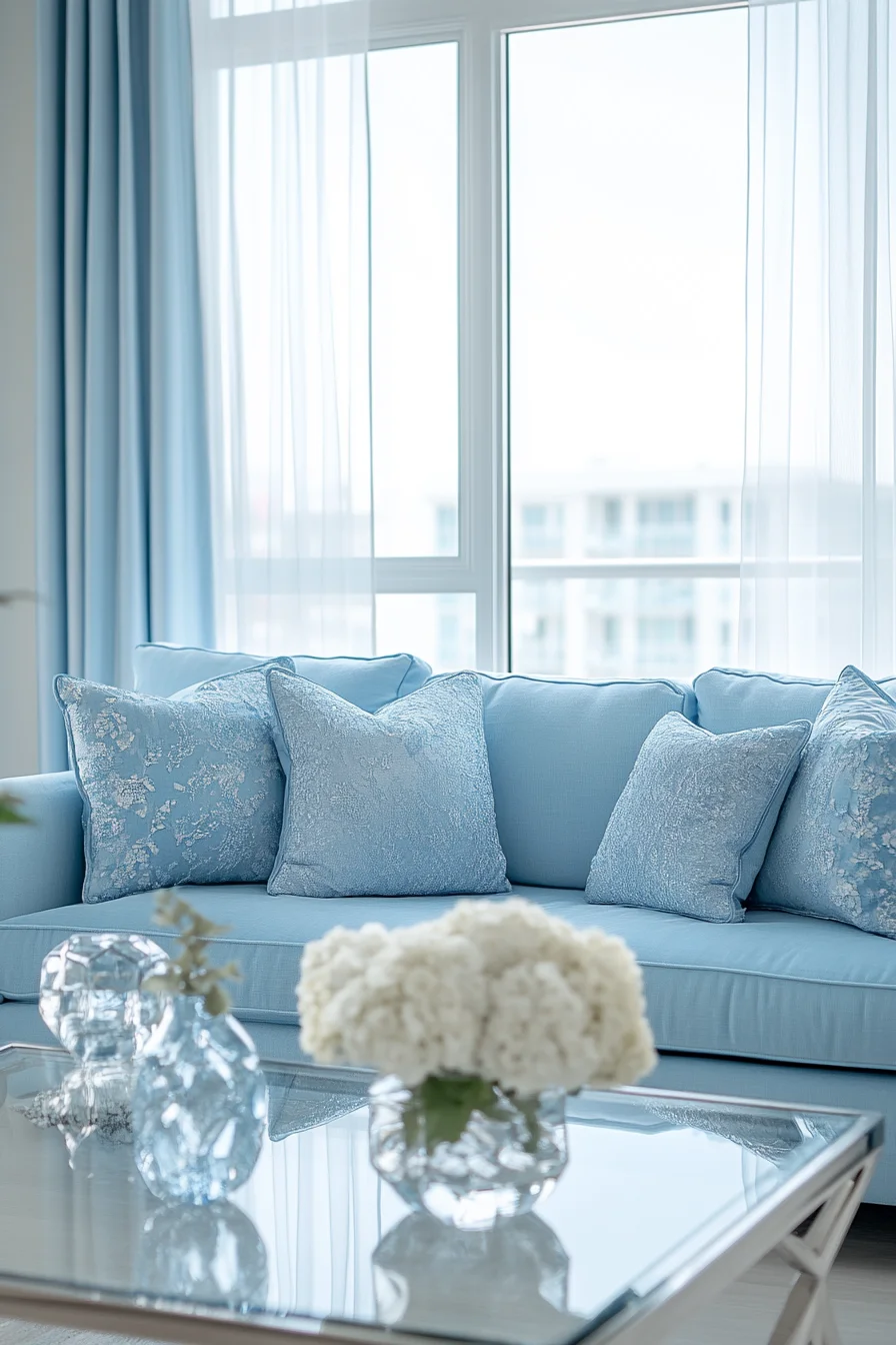blue sofa living room design
