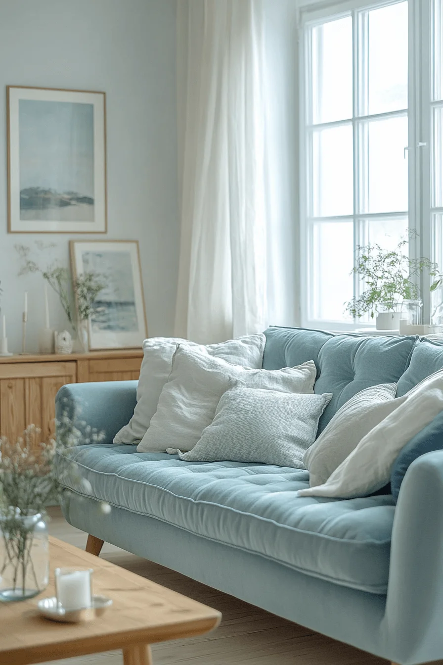 blue sofa living room design