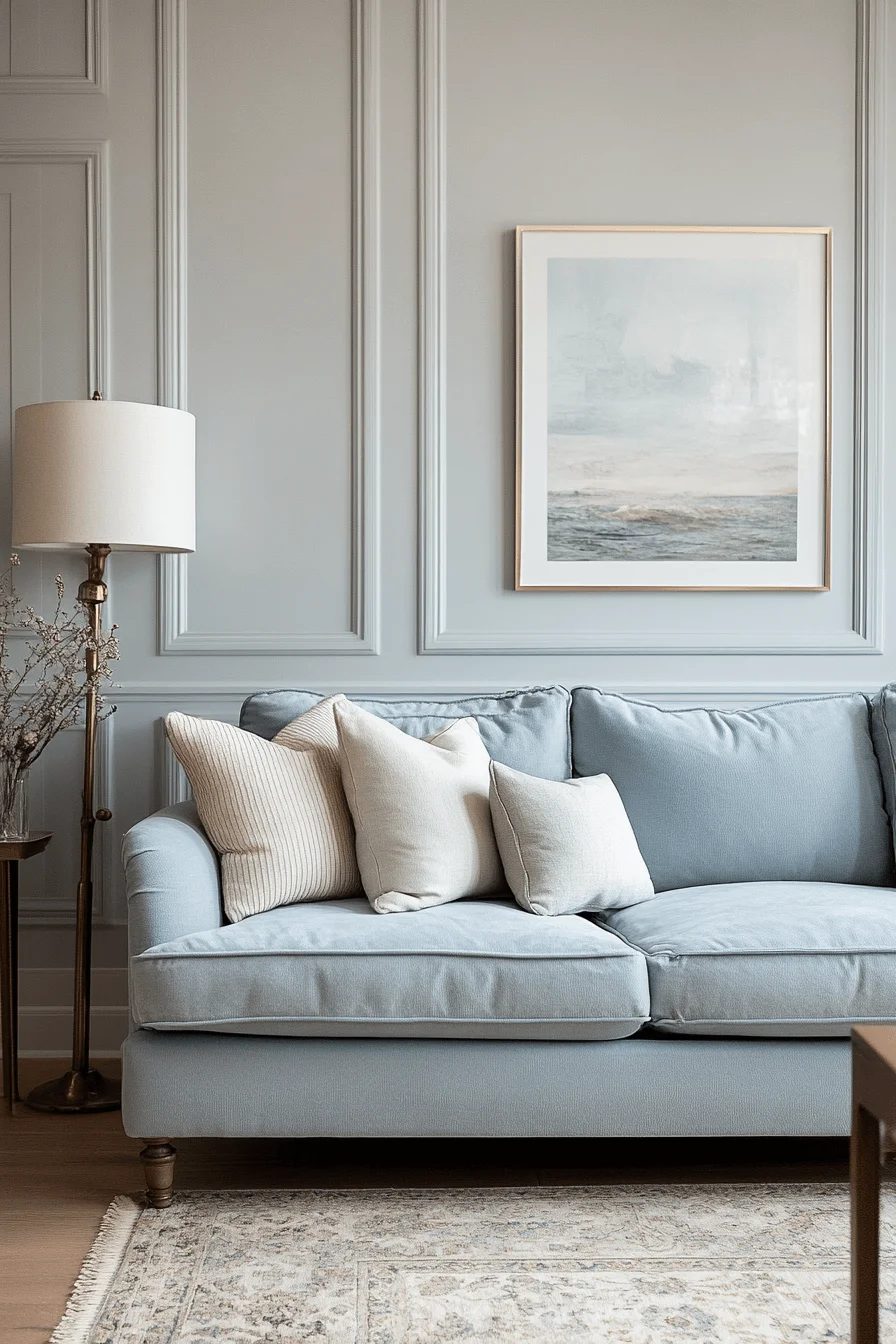 blue sofa living room design