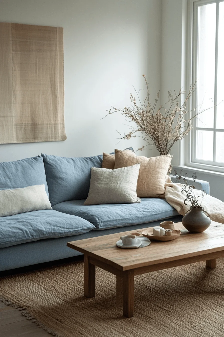 blue sofa living room design