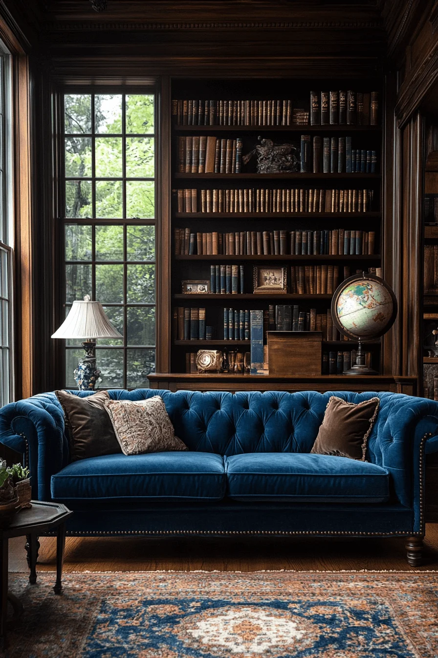 blue sofa living room design
