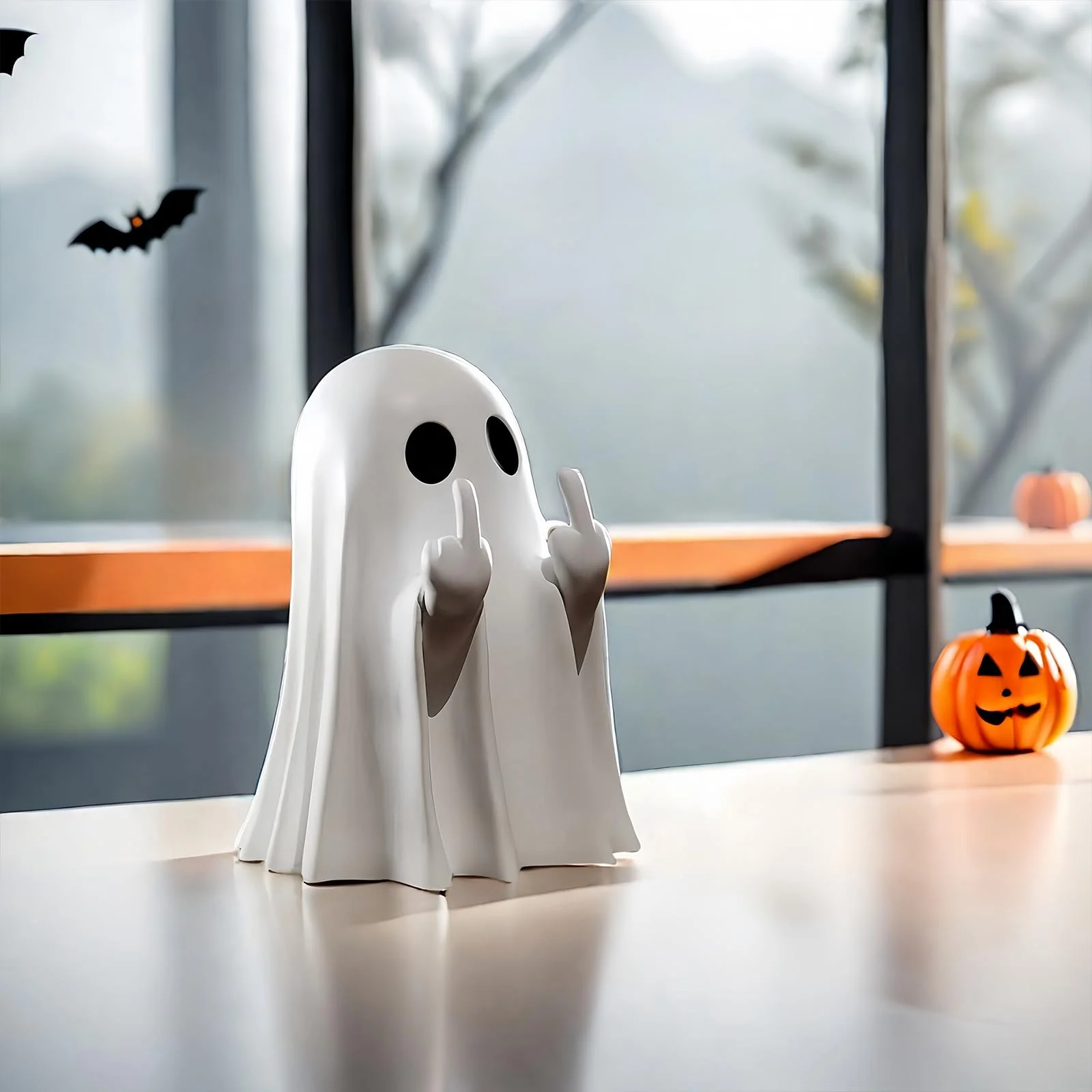 Playful Halloween Ghost Figurine