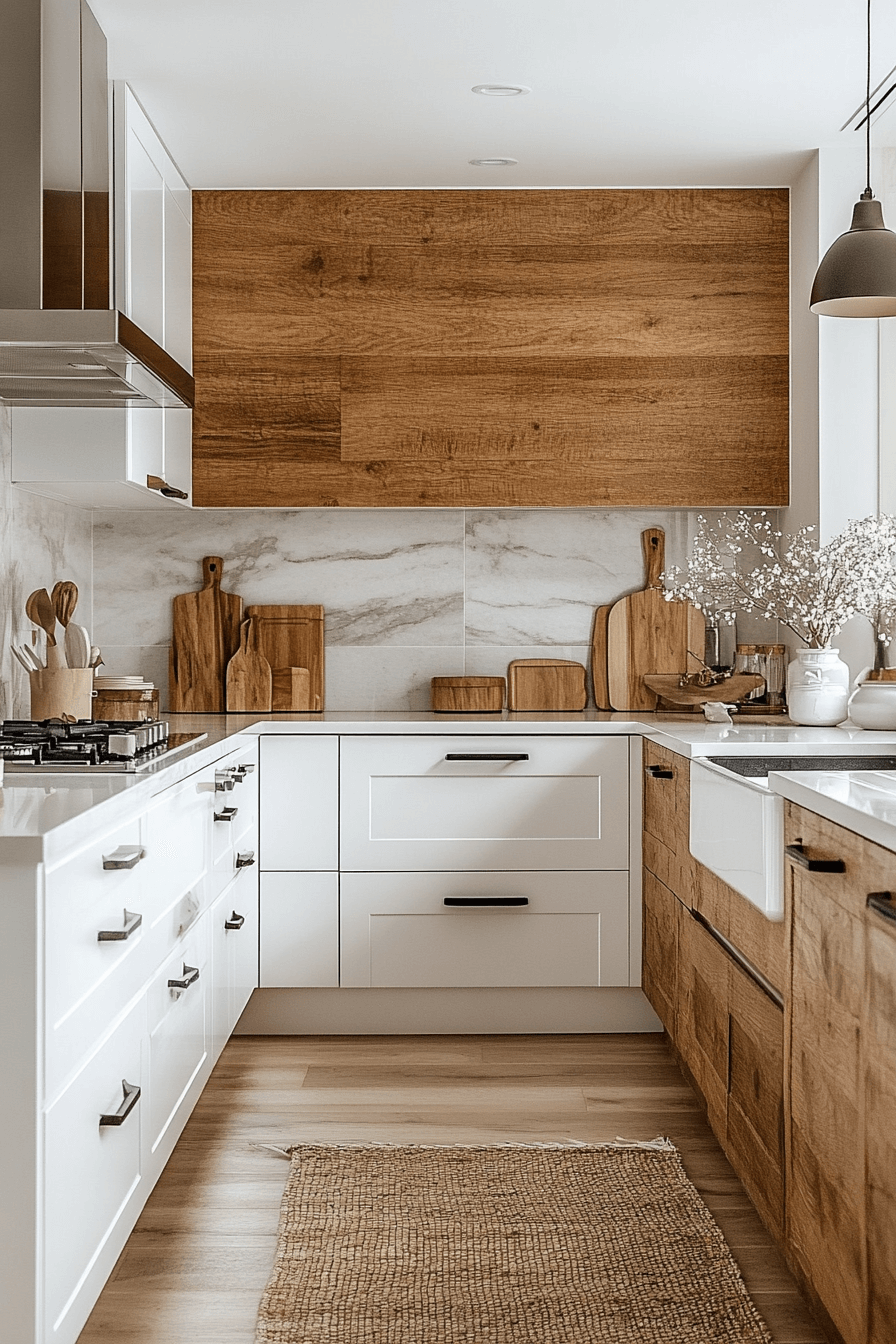 29 White and Wood Kitchen Cabinets for Timeless Design with a Twist white and wood kitchen cabinets