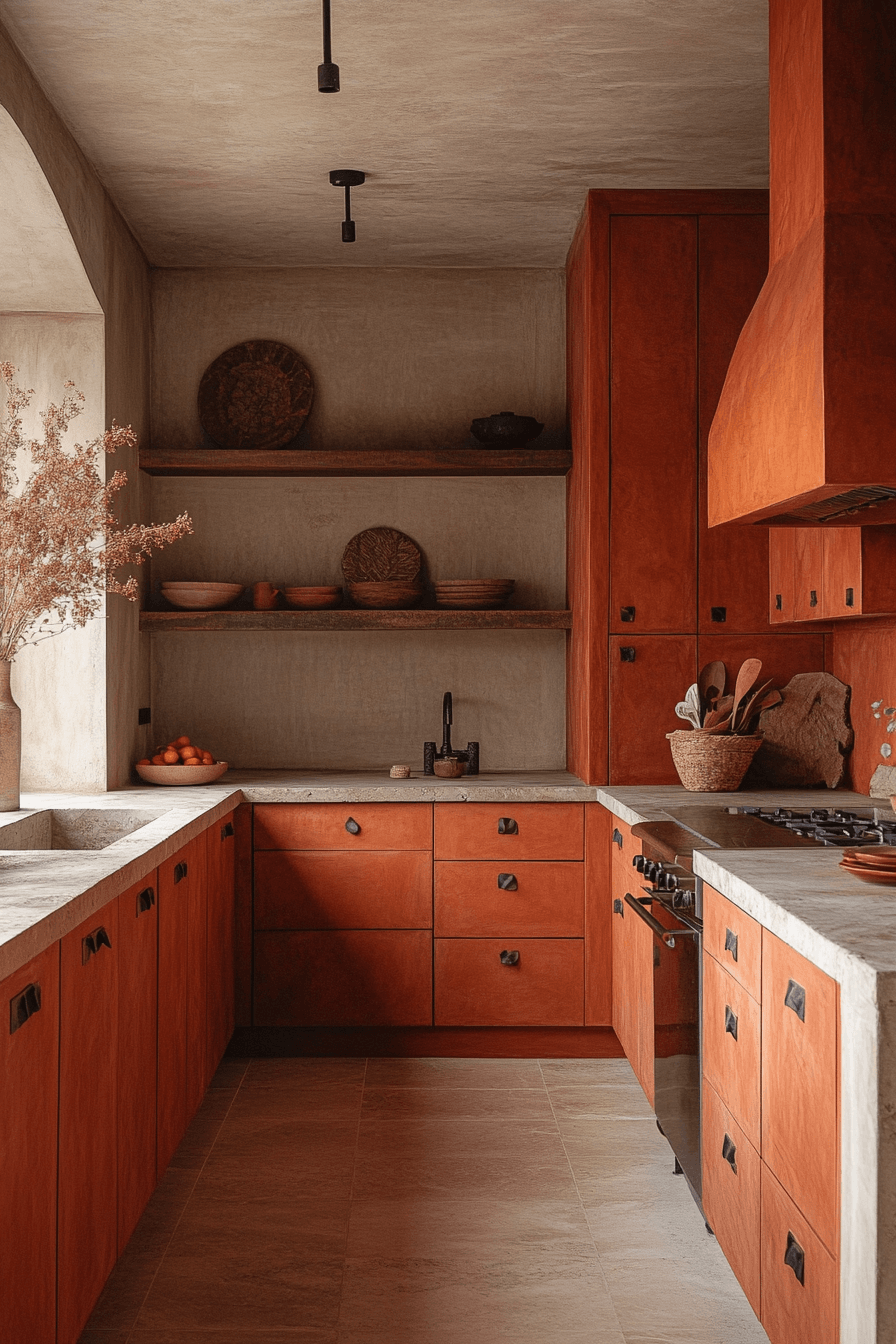 terracotta kitchen cabinets