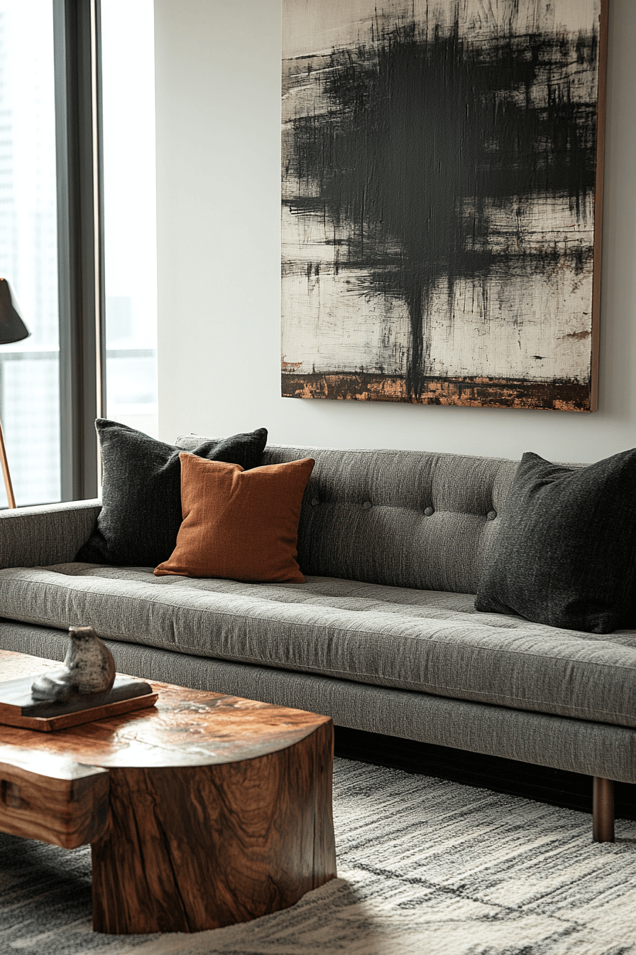 gray couch living room