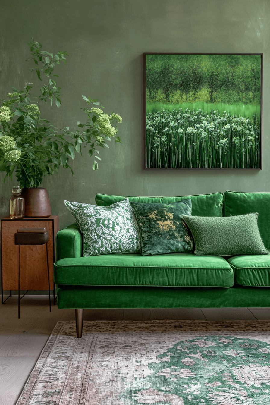 green living room decor
