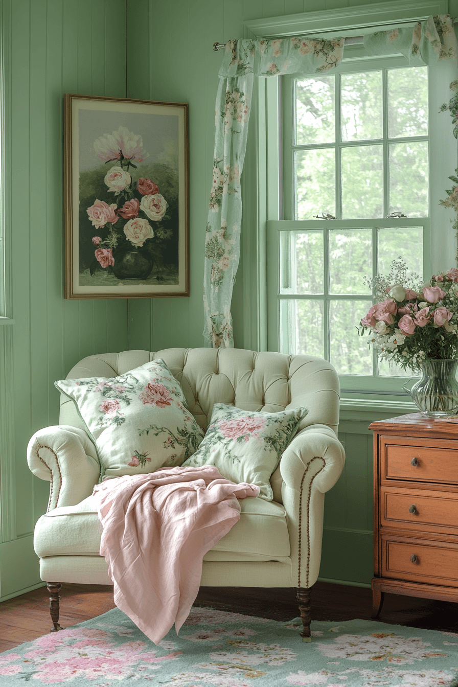 green living room decor