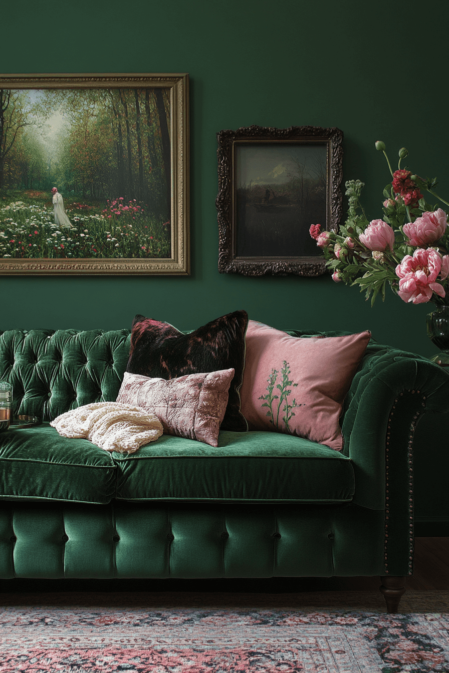 green living room decor