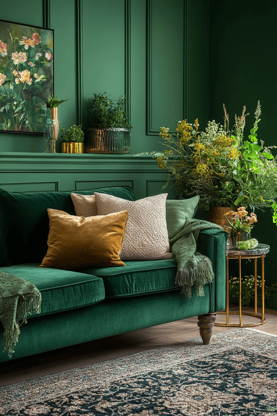 green living room decor