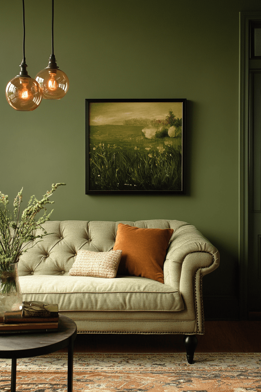 green living room decor