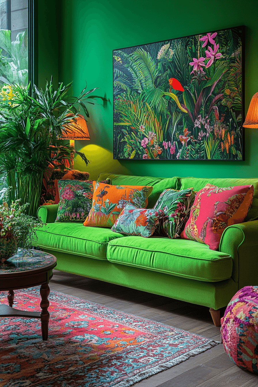 green living room decor