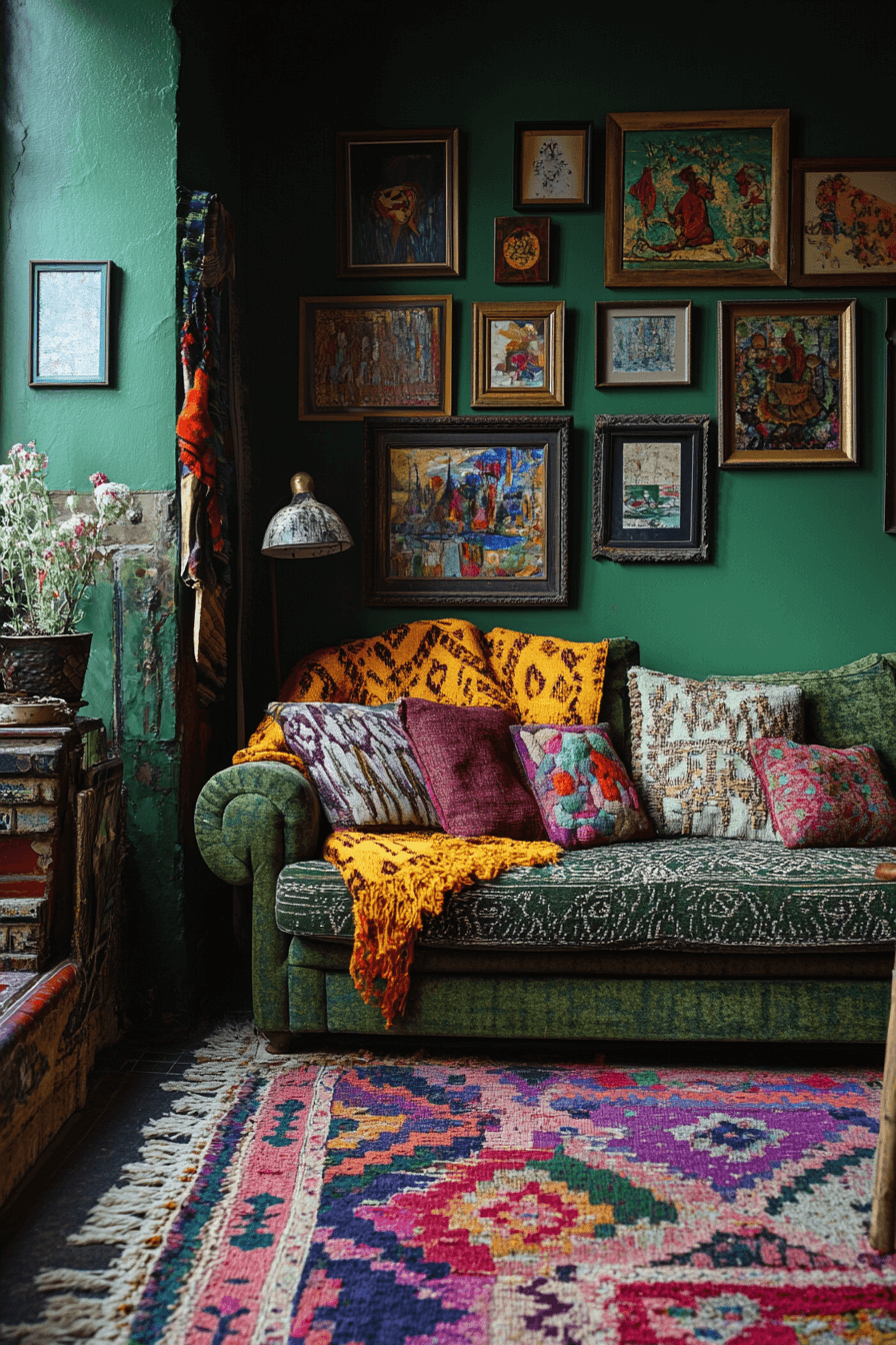 green living room decor