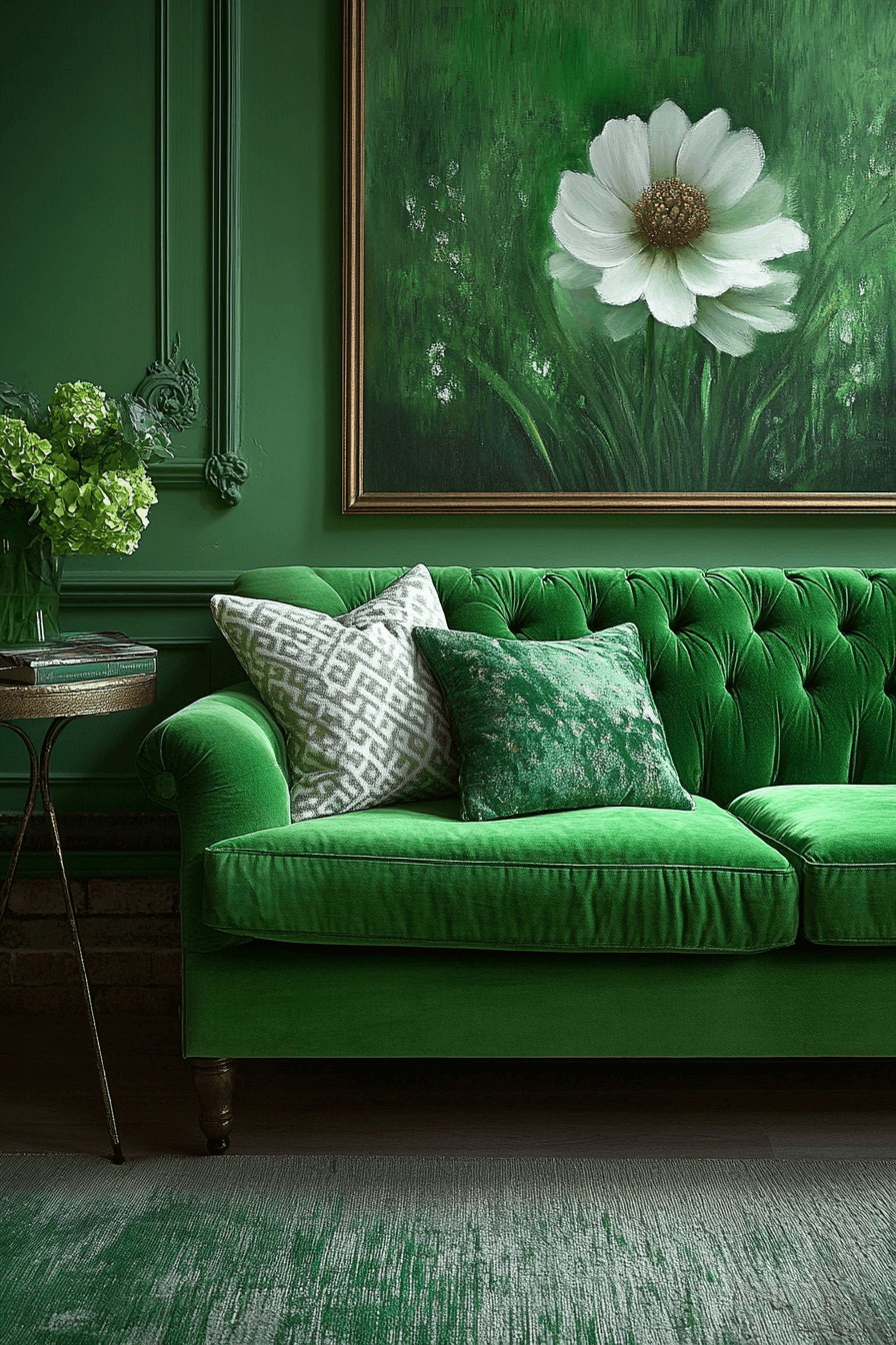 green living room decor