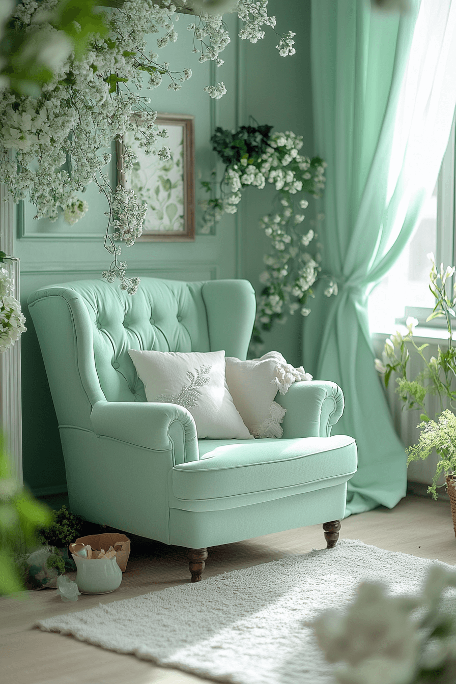 green living room decor