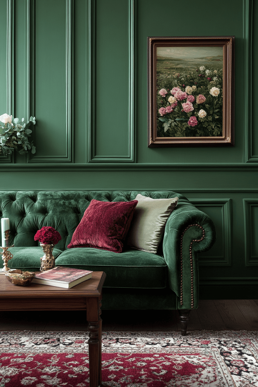 green living room decor