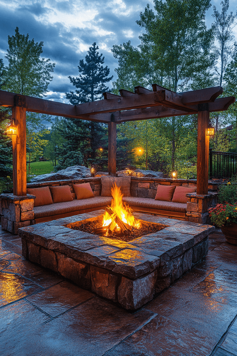 rustic fire pit deck