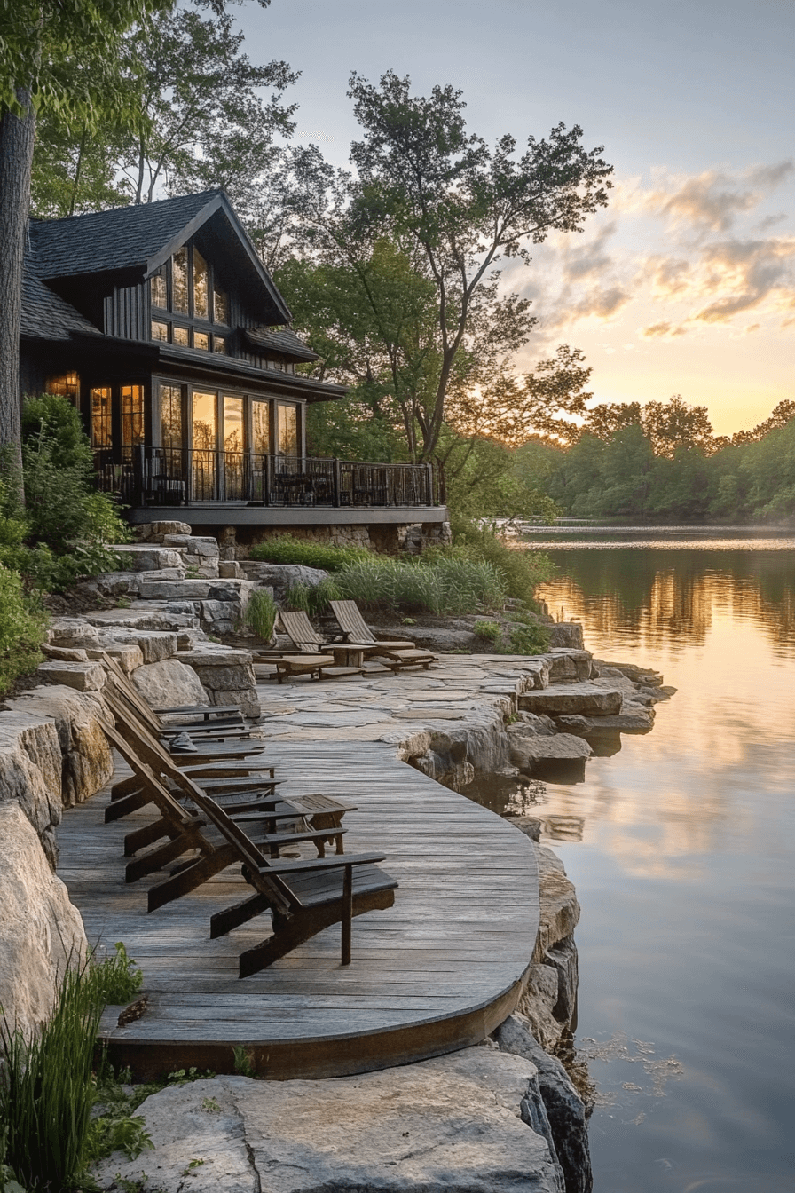 waterside backyard deck