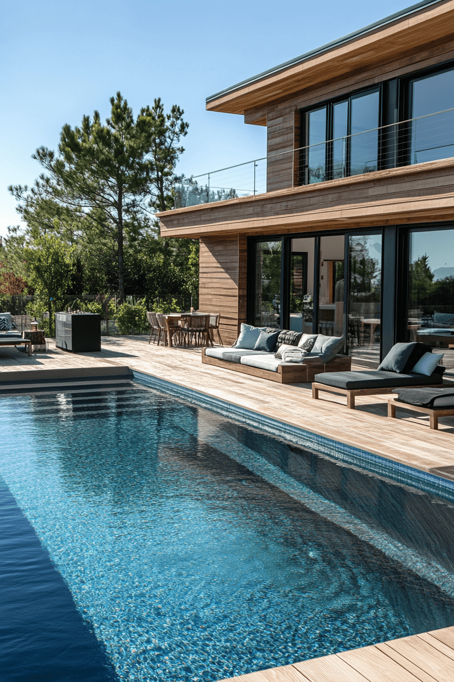 modern poolside deck