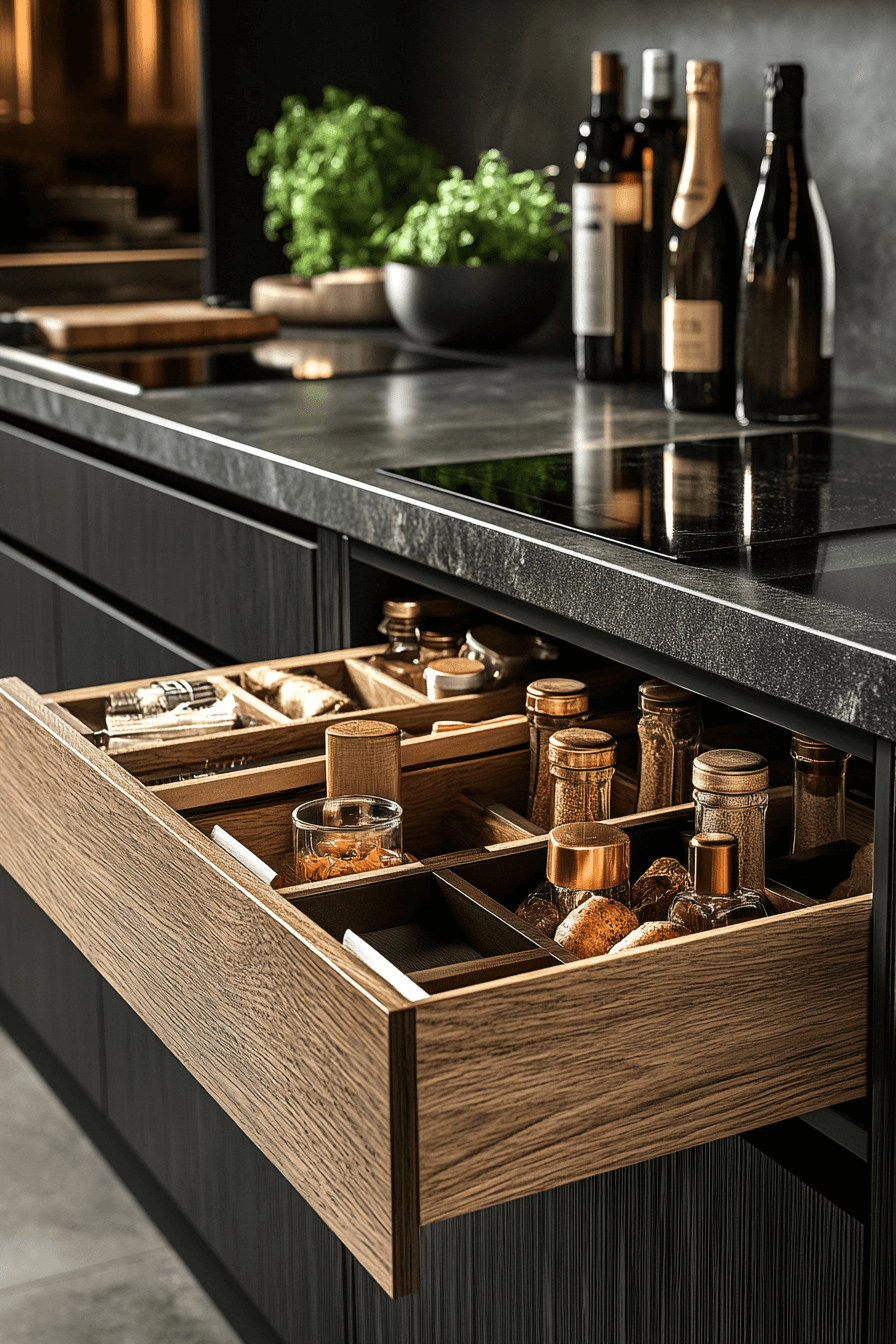 dark grey kitchen cabinets