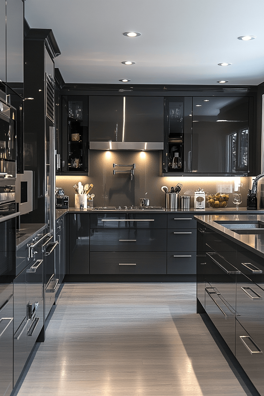 dark grey kitchen cabinets