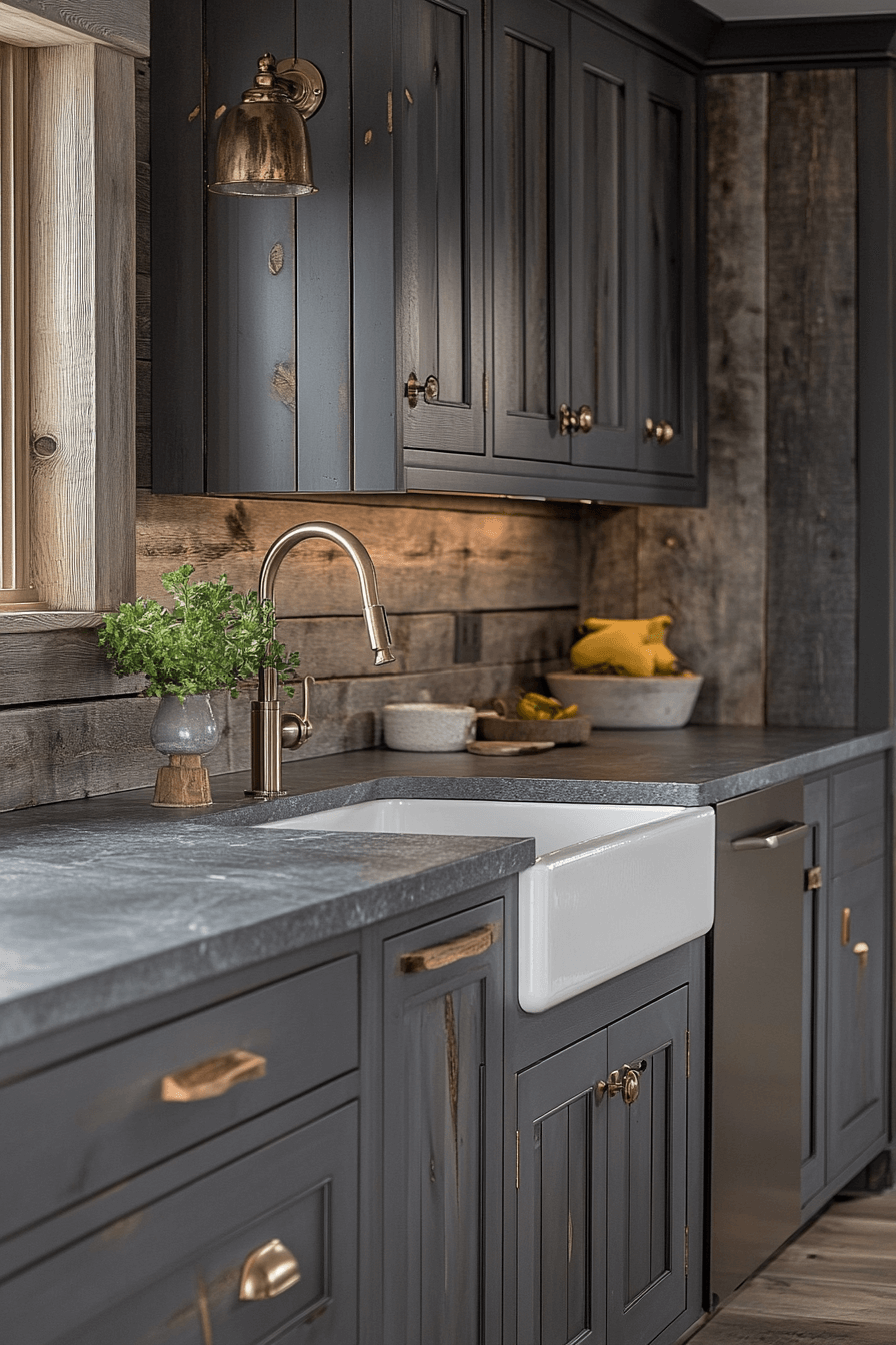 dark grey kitchen cabinets