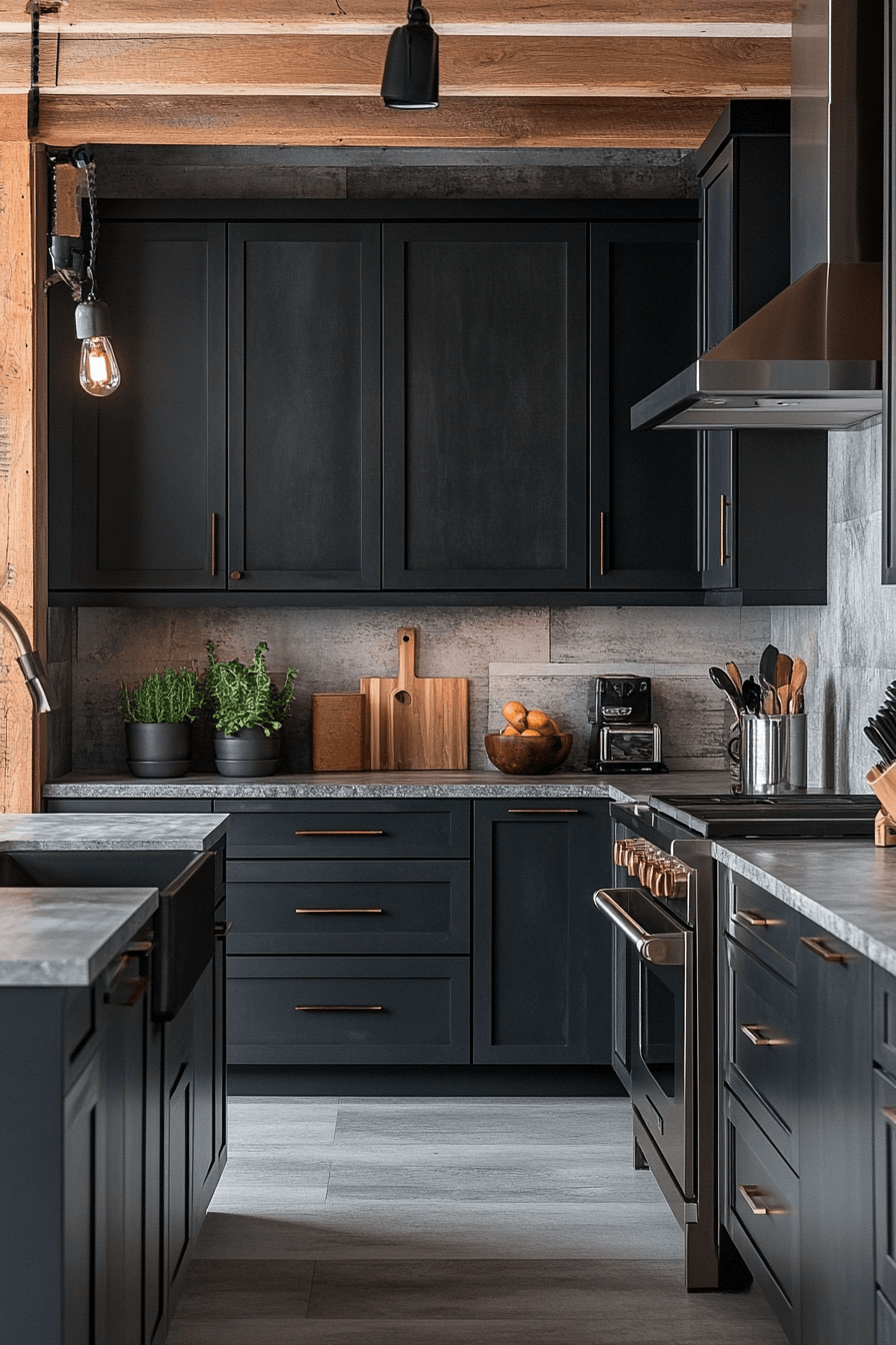 dark grey kitchen cabinets
