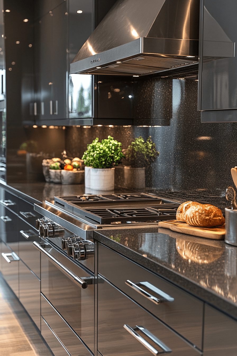 dark grey kitchen cabinets