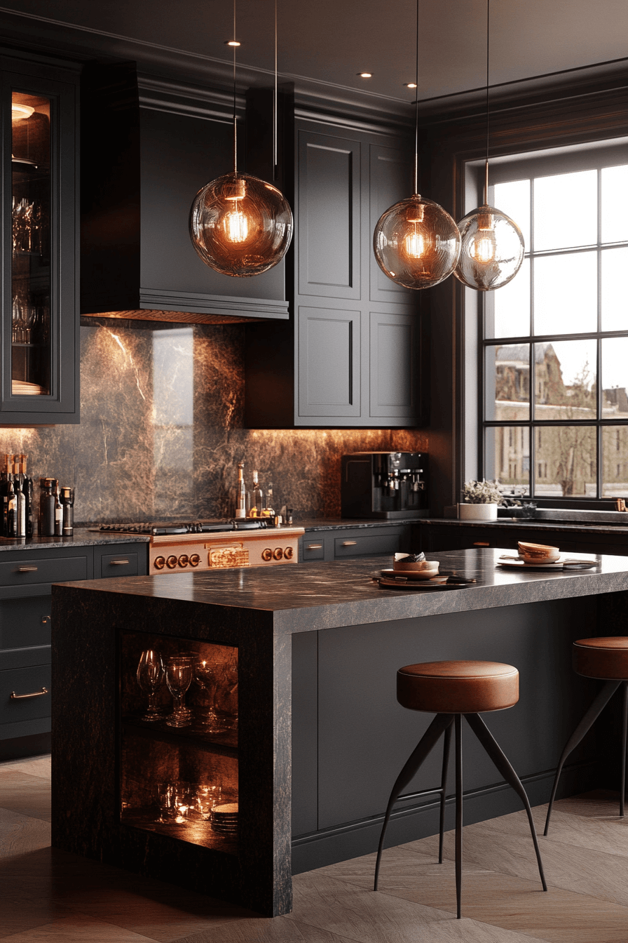 dark grey kitchen cabinets