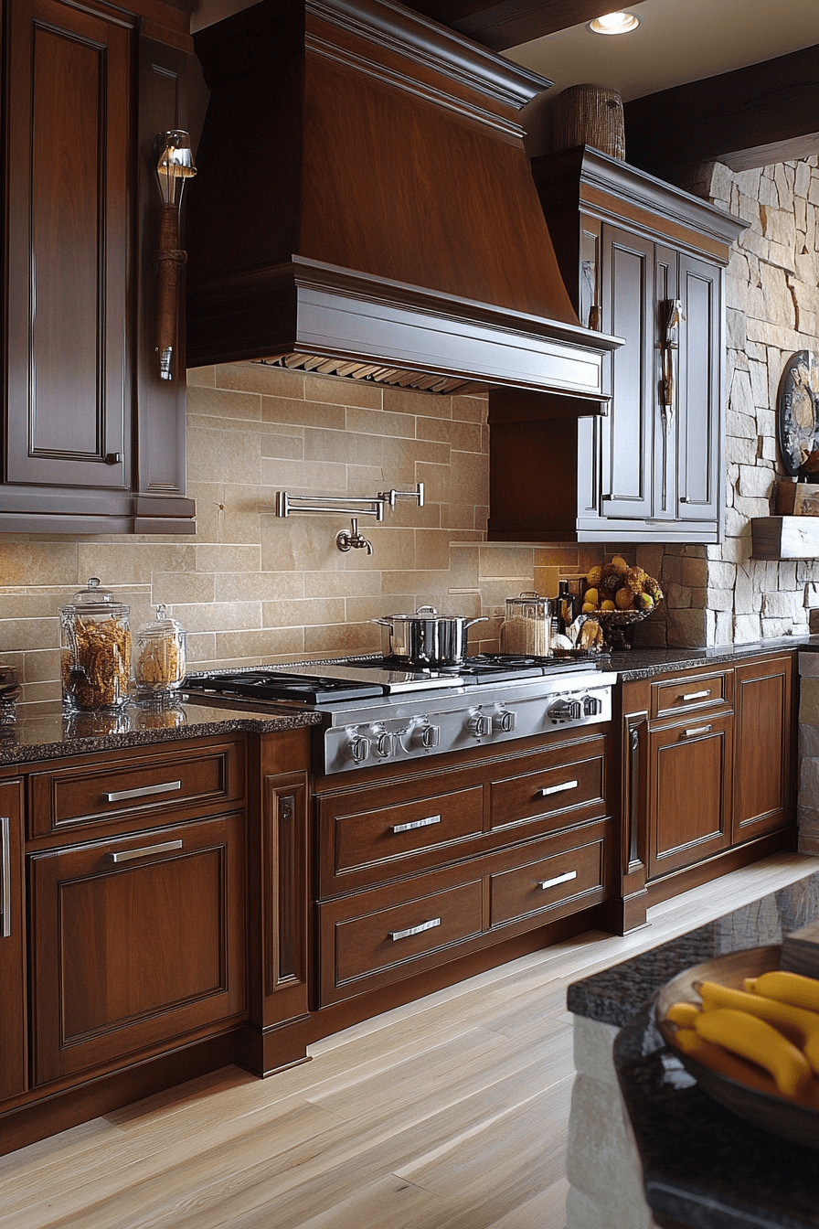 Amber-Toned Maple Elegance Kitchen Cabinets