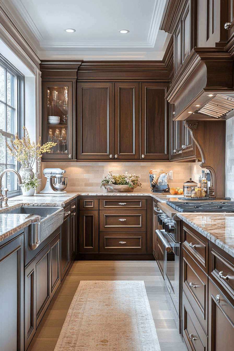 Luxurious Deep Maple Kitchen Cabinets