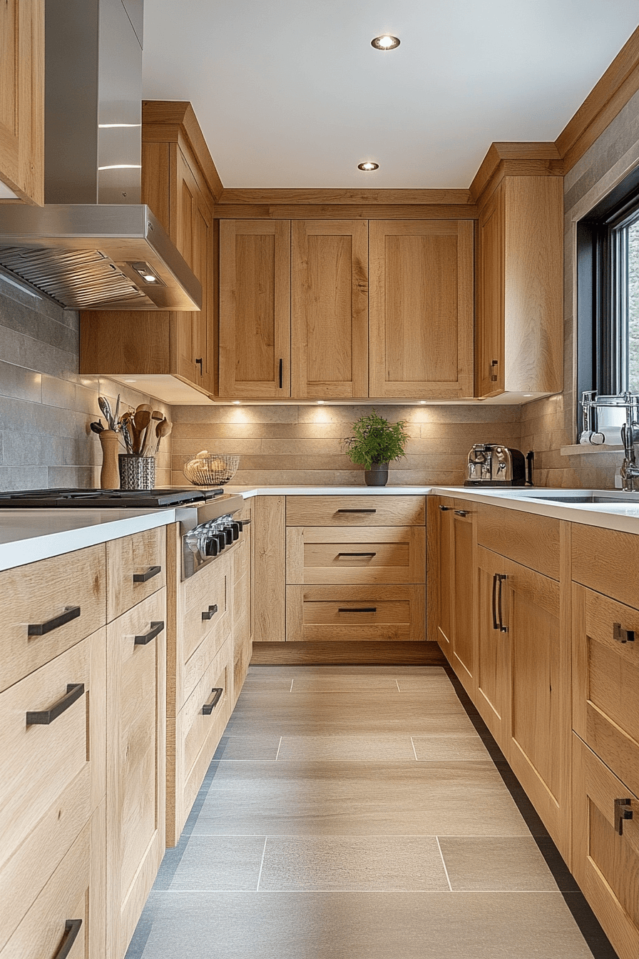 Clear Maple Minimalism Kitchen Cabinets