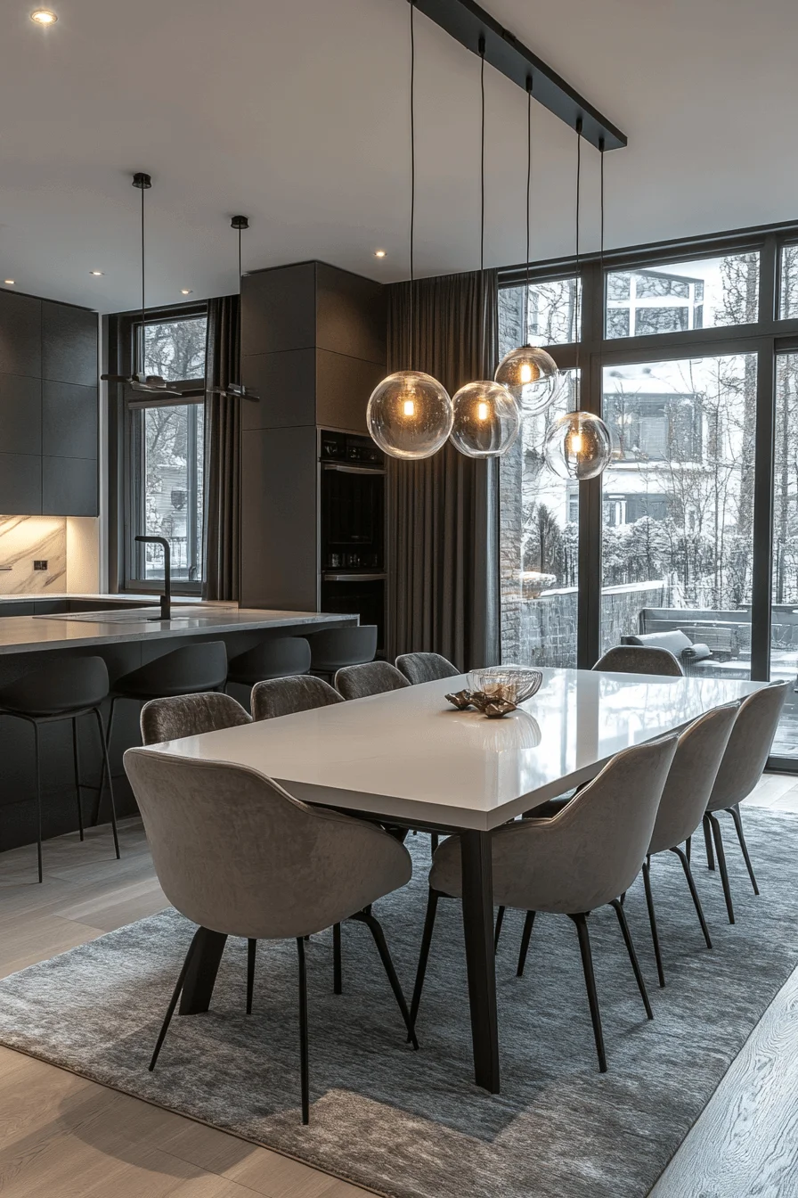 Airy minimalist dining area