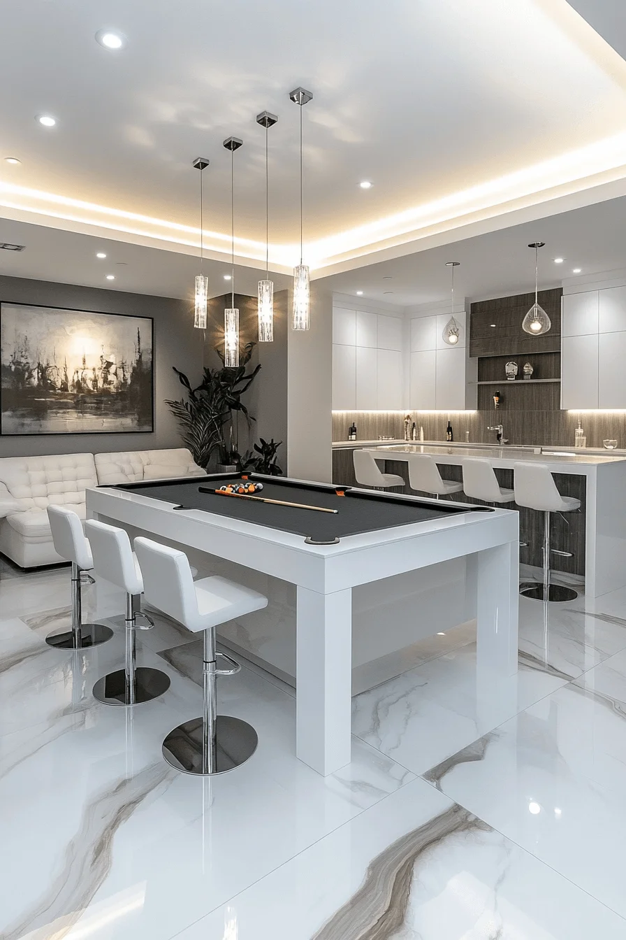 Vibrant minimalist game room