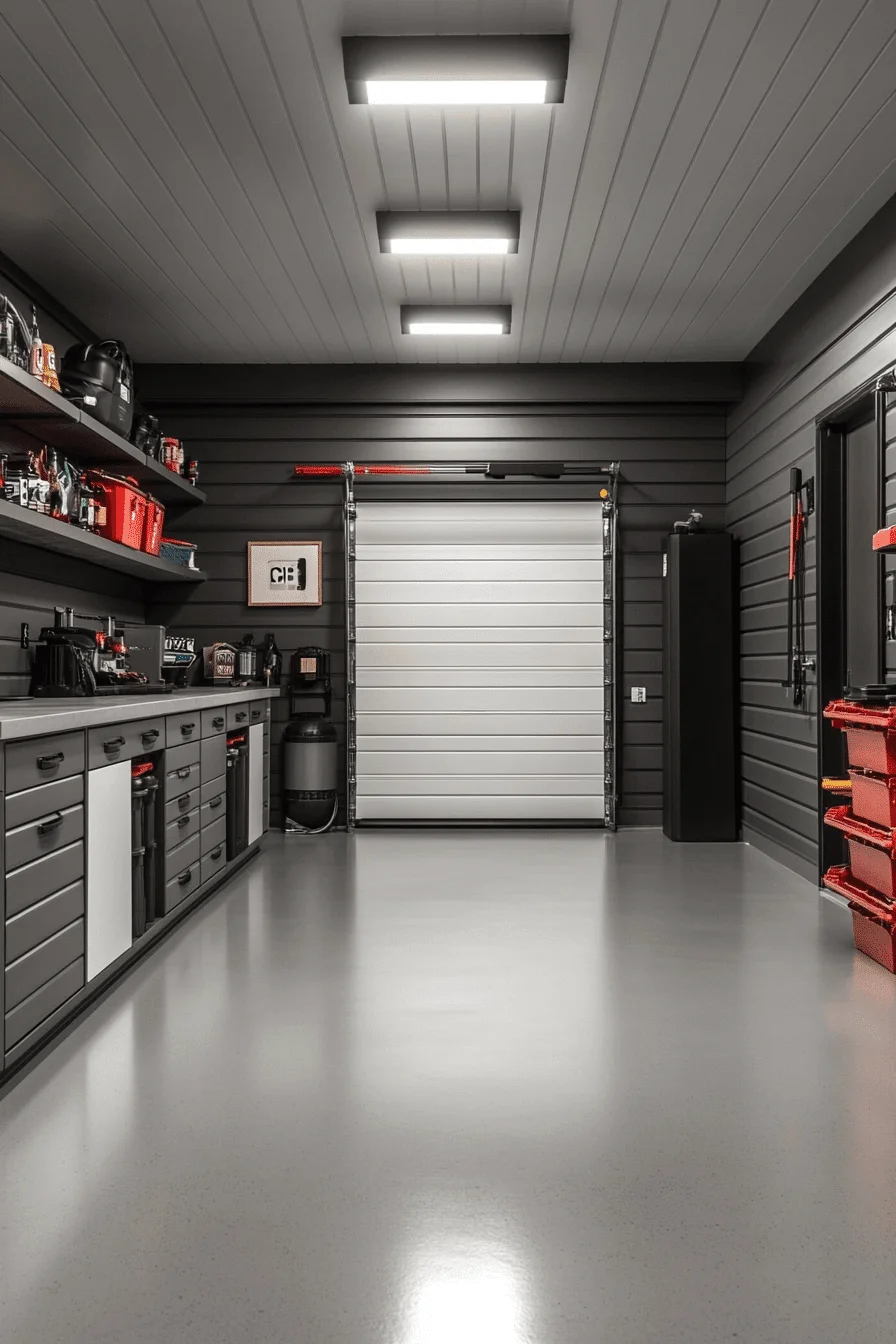 Efficient minimalist garage workspace