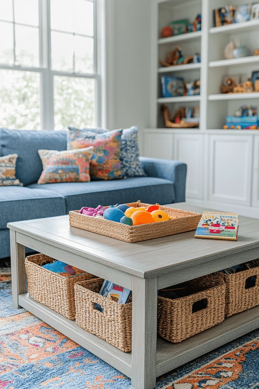 family-friendly coffee table decor