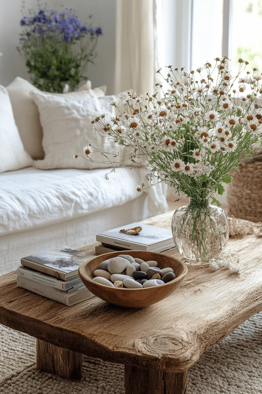natural elements coffee table decor