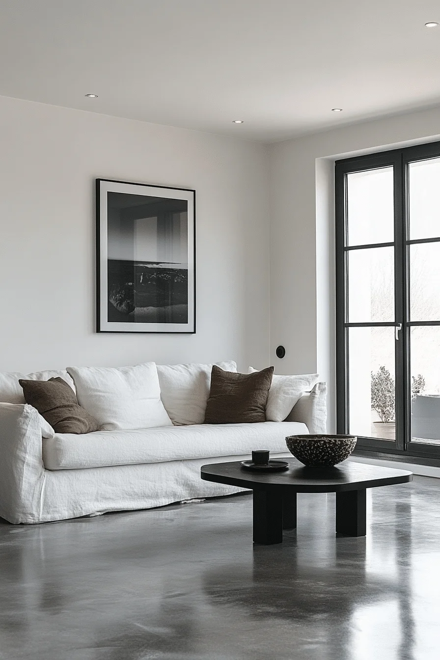 Minimalist black and white living room