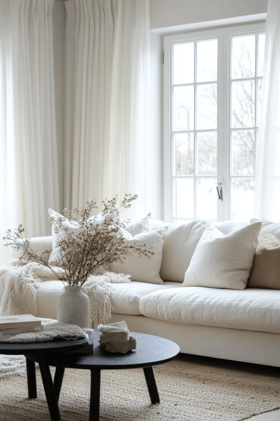 Luxury minimalist black and white living room