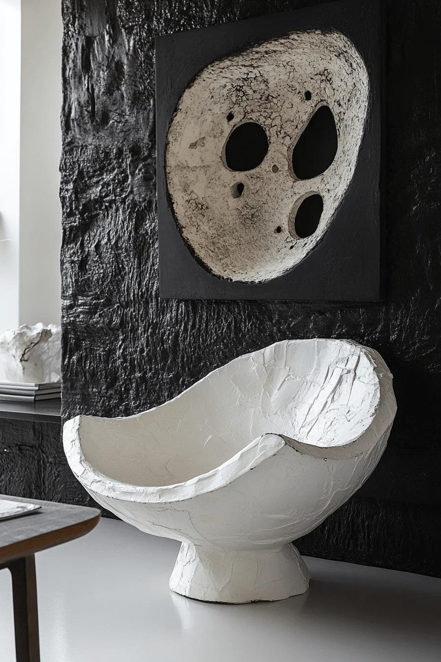 Artistic black and white living room