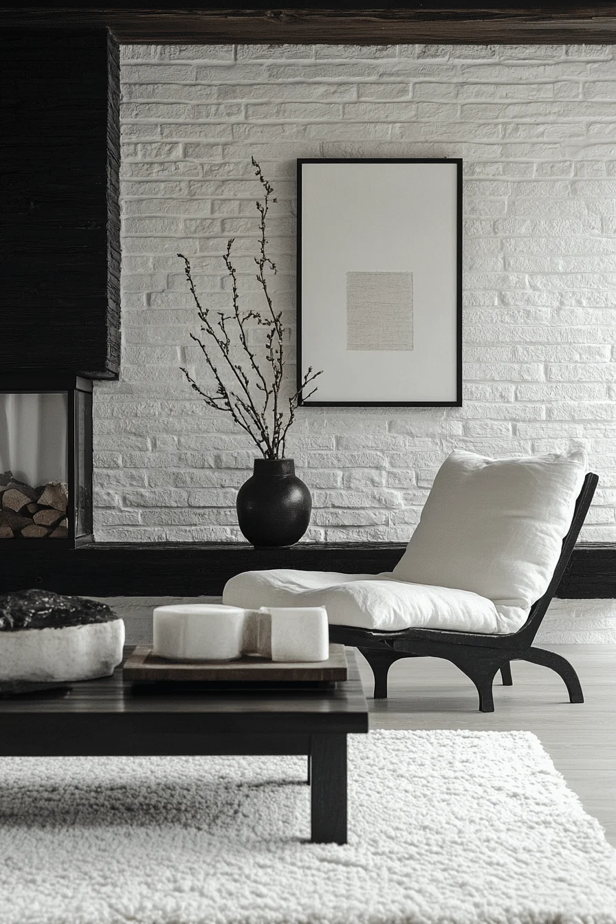 Zen black and white living room