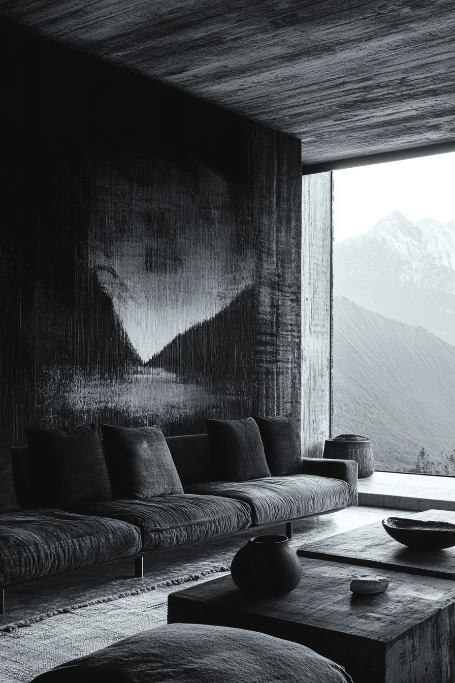 Gradient black and white living room